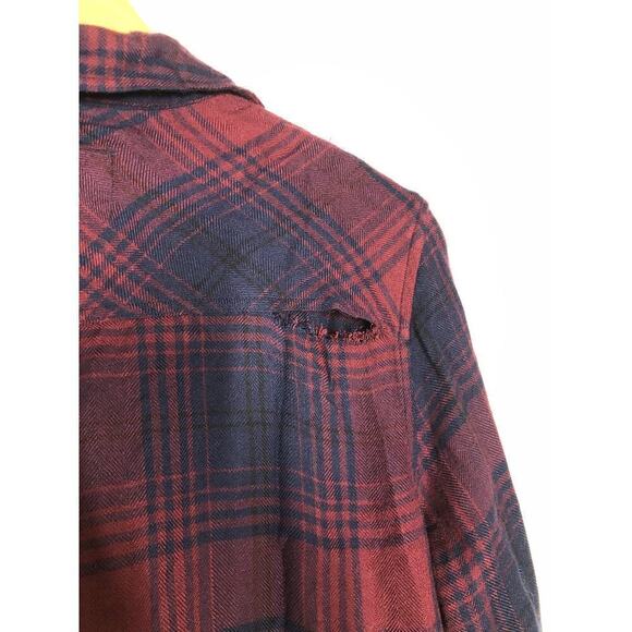 Rails Bianca Shirt Dress Plaid Flannel Button Down Mini Currant Navy Size XS - Picture 9 of 13